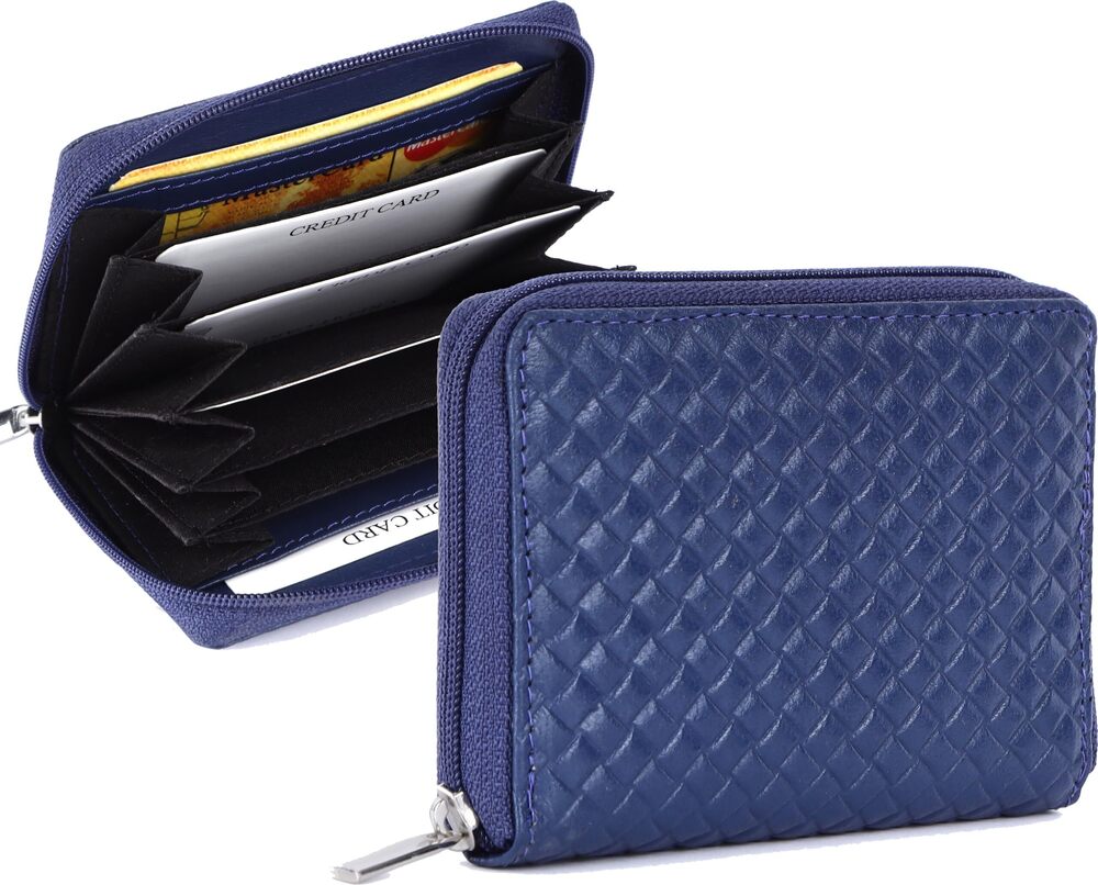 5600 Leather 12 Credit or Debit Card Holder Blue | Unisex RFID Blocking